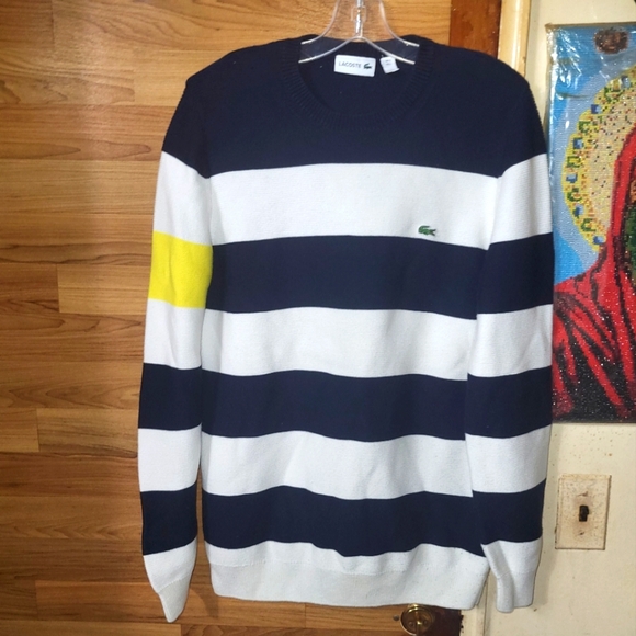 Lacoste sweater Mens Size Large White And Blue - Picture 1 of 10